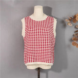 2022 Y2K New Women Sweaters Vest Sleeveless Oversized Spring Vintage Checkered Waistcoat Lady Tops