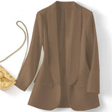 Fongt East Hot Style Spring And Autumn Temperament Commuting Solid Color Lapel Long Sleeve Small Suit Korean Version Coat Female-Outfit