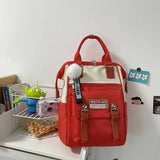 for School Teenagers Girls Cute Ring Bag Designer Travel Laptop Backpack Women Notebook Back Pack Patchwork