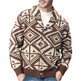 Fongt Men's Casual Geometric Jacket Knit Dress Vintage Coat Men's