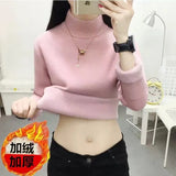 Thicken Sweater Womens Casual Warm Velvet Lined Big Size 4xl Knit Pullover Half Turtleneck Poleras Soft Knitwear
