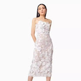 Fongt Spring Dresses Sexy Sleeveless Colorful Three-Dimensional Flowers Embroidered Dress With Broom And