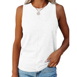 Women's Stylish Casual Style Loose Round Neck Solid Color Sleeveless Vest