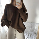 Lazy Wind V-Neck Sweater Women Look Loose And Thin, Wearing Knitted Bottomed Sweaters Inside-Outfit