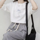 Fongt Sleeve Korean Round Collar T-Shirt Female 2024 Summer Loose Plant Print Casual Solid Color Student Half Sleeve Top