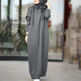 Women's Sweatshirt Dress 2022 Stylish Hoodies Long Sleeve Maxi Dress Female Casual Solid Hooded Vestidos