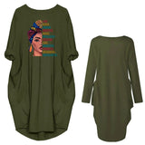 Fongt Burst Casing Round-Neck Printing Bag Loose Large Size Women's Knitted Dress