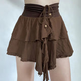 Retro High-Waisted Skirt 2024 Spring / Summer New Irregular Design A-Shaped Casual Skirt Trend-Outfit