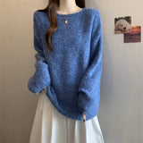 Fongt Good-Looking Pink Sea Hair Knitted Shirt Shoulder Sweater Women 2025 Autumn New Large-Size Fat Mm Medium Long Top