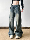 Fongt Street Women's Clothing Basic Washing Split Low-Rise Loose Jeans Babes Personality Thin Casual Trousers