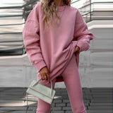 Fongt Women's Loose Collar Movement Fashion Long-Sleeved Sweating Spring Wearing A Set Of Women's Crocus