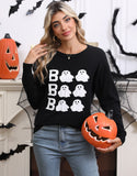 Fongt And Winter New Sweater Women's Halloween Element Embroidered Casual Round Collar Long-Sleeved Top