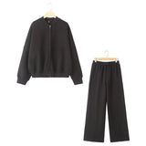 Pilot Jacket Sweater 3399802 Loose High-Waisted Velvet Trousers 319980-Outfit