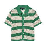 Fongt Homemade New Women's Knitted POLO Shirt Coat Knitted Shorts