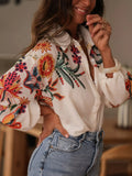 Fongt Women's 2025 Spring/Summer New Loose Long-Sleeved Digital Printed Shirt