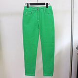 QUALITY Newest 2023 Designer Jeans Women's Top Stitching Contrast Pink Denim Jeans