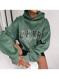 Ladies Letter Print Warm Long Sleeve Sweatshirt-Outfit