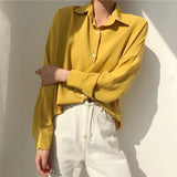 New Arrival Women Oversized Chiffon Blouse Batwing Sleeve Button Up White Shirt Casual Office Lady Elegance Tops