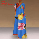 Printed Maxi Dress 2022 Casual Women's Summer Sundress VONDA Bohemian Female Printed Robe Short Sleeve
