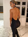 Sexy Backless Sleeveless Jumpsuits Outfits for Women Fashion Club Party Bodycon Jumpsuit and Rompers Overalls