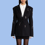 Fongt Personality Design Metal Decorative Suit Jacket Woman | Self-Fit Layout Commuting Workplace Fashion Temperament