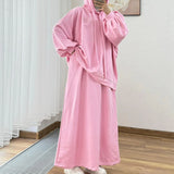 Fongt 2025 New Middle Eastern Women's Long-Sleeved Hooded Loose Coat Skirt Casual Set