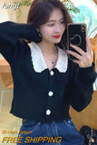 Women Retro Japan Style Cropped Patchwork Aesthetic All-match Cute Autumn Sweaters Casual Trendy Mujer Elegant