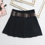Fongt Shooting With Belt 100-Fold Skirt 2025 Summer Korean Version Of Small Short Skirt High-Waisted A Word Umbrella Skirt 8282