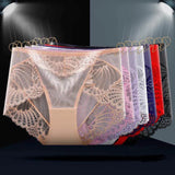 Fongt Sexy Transparent Lace Breathable Comfortable Mid-Rise Cotton Crotch Hips Fiery Pants Lady