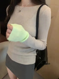 Version Of Chic Round Neck, Coloured Sleeves, Knitted Sweater, Autumn And Winter, A New Slim, Thin, Underwear Sweater-Outfit