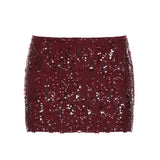 Fongt Street Style Fashion Five-Cornered Stars Glitter Low-Waisted Ass Babes Dance Performance Personality Squint Skirt