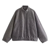 2024 New Vertical Collar Loose Version Multicolor Women's Woolen Casual Coat 5070629-Outfit