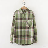 New Loose Design Cotton Plaid Shirt Women Young Style Long Sleeve Blouses Casual Shirts Lady Tops Clothes
