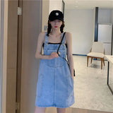 Women Retro Denim Summer Suspender Loose Oversize Overall Female Casual Stylish Solid All-match Preppy Ulzzang