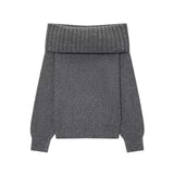 Fongt Spice Girls Collared Sweater Women's Autumn 2025 French Sexy Bare Shoulder Long-Sleeved Knitted Shirt Top