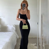 Fongt Women's 2024 Summer New Sexy Sling Waist Show Thin Bag Hip Dress Women's Casual Beach-Outfit