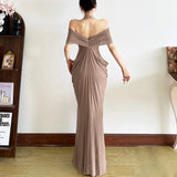 Fongt Summer Fashion Trend Women's New V-Necked Bare Back Mesh Splicing Body And Hip Dress