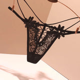 Fongt Hollow Trousers Women Seduction Embroidery Fine Strip Transparent Breathable Low-Waist Hot T-Snants