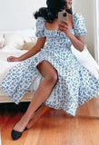 Puff Sleeve Floral Maxi Dress-Outfit