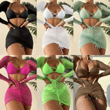 2023 New Three-Piece Yarn Skirt Strap Swimsuit