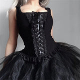 Summer Square Collar Sexual Strap Vest Women's Dark Fashion Knitted Lace Hanging-Outfit