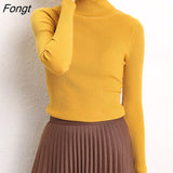 basic turtleneck bottomed sweater women tops woman soft warm slim black white pullover knitted sweaters Jumper pull