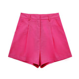 Fall 2024 New Women's Casual Linen Blend Vest Vest Shorts Set W085 8291-Outfit
