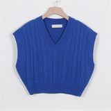 New 2022 Korean Fashion Elegant Waistcoat Knitted Retro Women Autumn Winter Sweater Short Pink Vests Tops