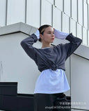 Fongt Spring And Autumn New Solid Color Long-Sleeved T-Shirt Women Hot BF Wind Lengthn Cotton Top 3317A