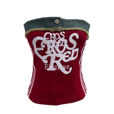 Fongt Shooting Cowboy Splicing Braid Vest Babes Letter Graffiti Printing Short Sleeveless Outside Wear 8927
