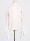 Fongt 2025 New Temperament Elegant Chiffon Design Lotus Side Open Shirt Long-Sleeved Senior Shirt Top
