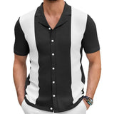 Fongt Men's Cardigan Knits Men's Sexy Shirts Collar Business Casual Polo