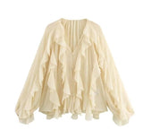 Fongt Women's Clothing Explosion Fashion Folding Trim Shirt