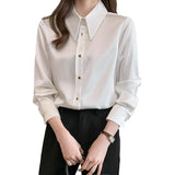 Fongt Long-Sleeved Vertiny Shirt In Autumn 2025 Female OL Commuting Leisure Thin Simple Gloss Temperament Shirt